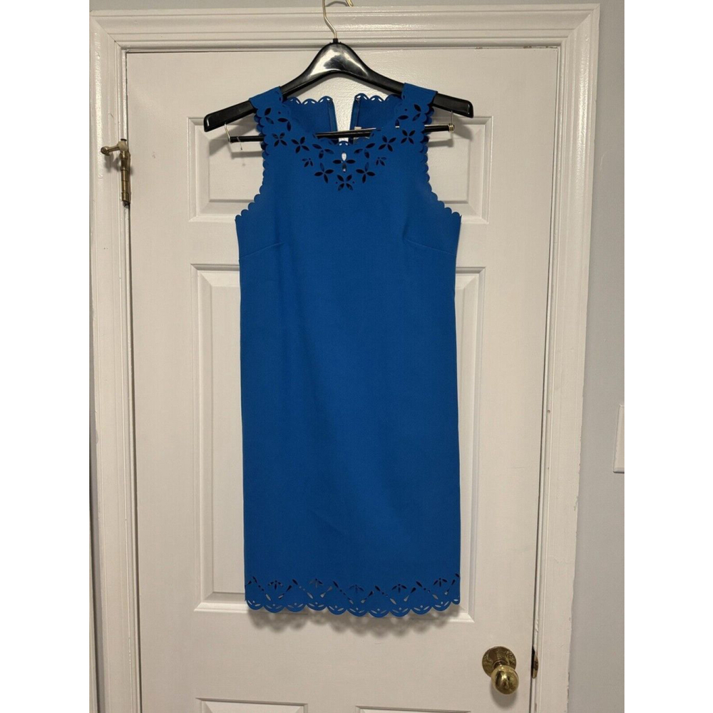 J Crew Cobalt Blue Knee Length Dress With Trim Details Size 2
